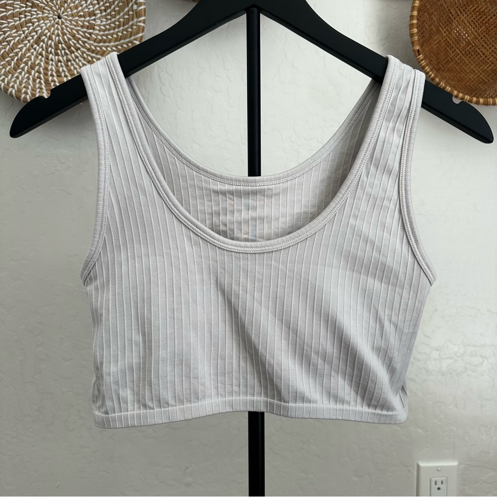Aerie Light Gray Ribbed Bralette. Size M